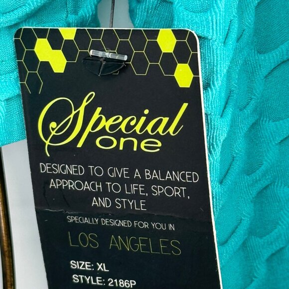 Special one Womens Textured 2 Piece Crop Top Leggings pants Set teal size XL new - Picture 9 of 13